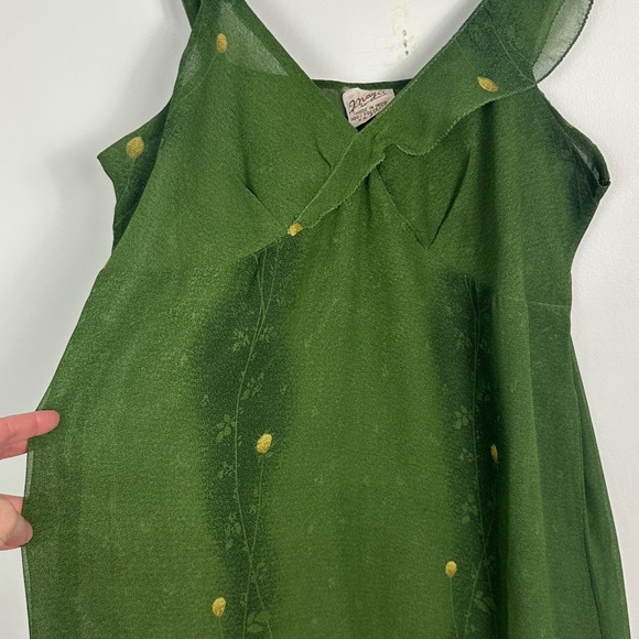 Vintage Magic Green Floral Ruffle Maxi Dress Babydoll Y2K Womens Size Large Boho - Picture 7 of 16